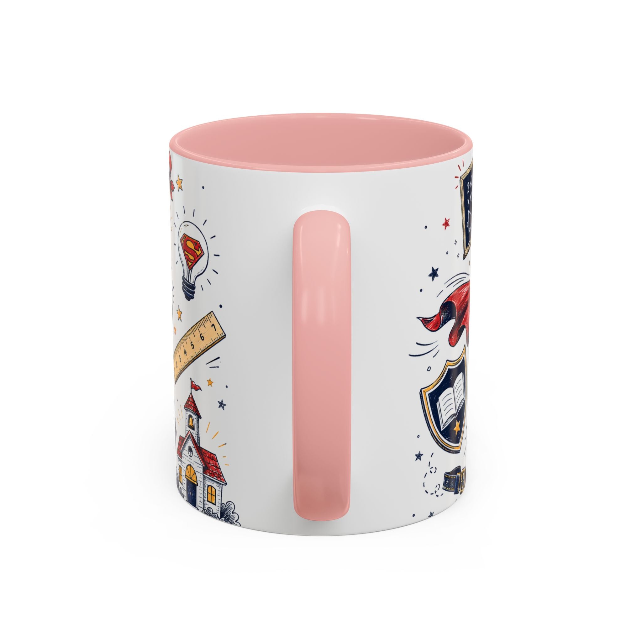 Super Teacher Coffee Mug | All Heroes Wear Capes Teacher Gift | Accent Color Ceramic 11oz 15oz