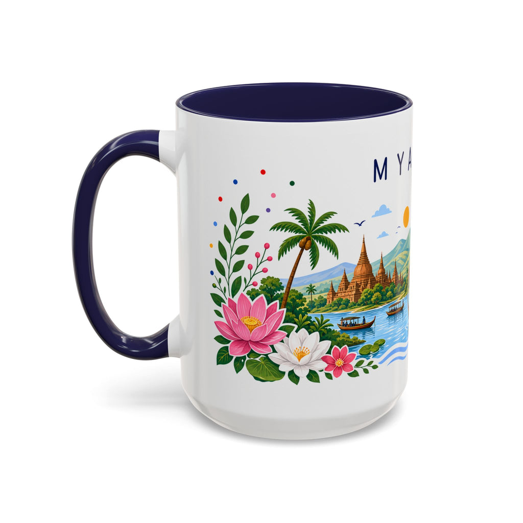 Myanmar Coffee Mug | Travel Souvenir Accent Mug | Place Gift Ceramic Cup 11oz 15oz
