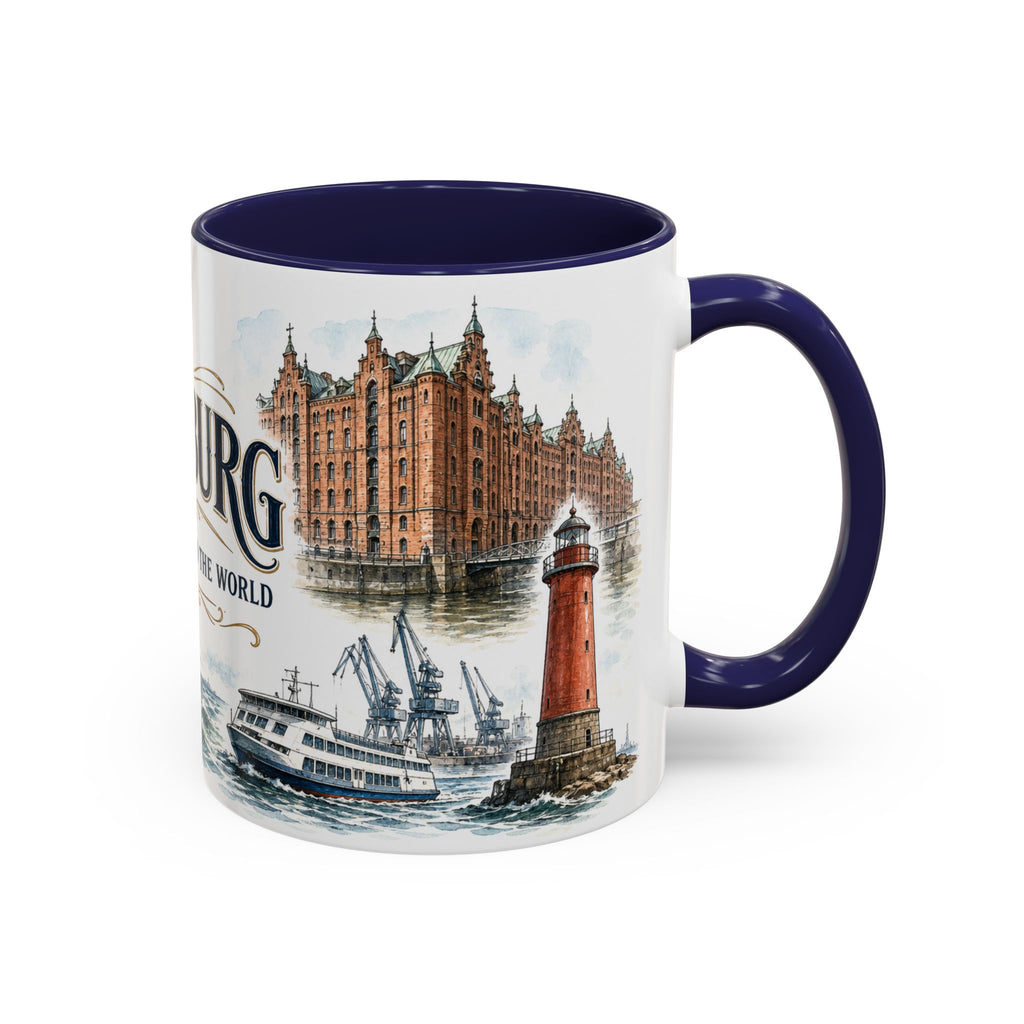 Hamburg Coffee Mug | Germany Travel Souvenir | Vintage Illustrated City Gift | 11 oz 15 oz Accent Mug
