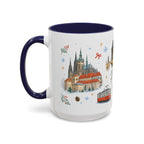 Prague Christmas Mug | Watercolor Travel Souvenir | Holiday Gift | Accent Ceramic Coffee Cup 11oz 15oz