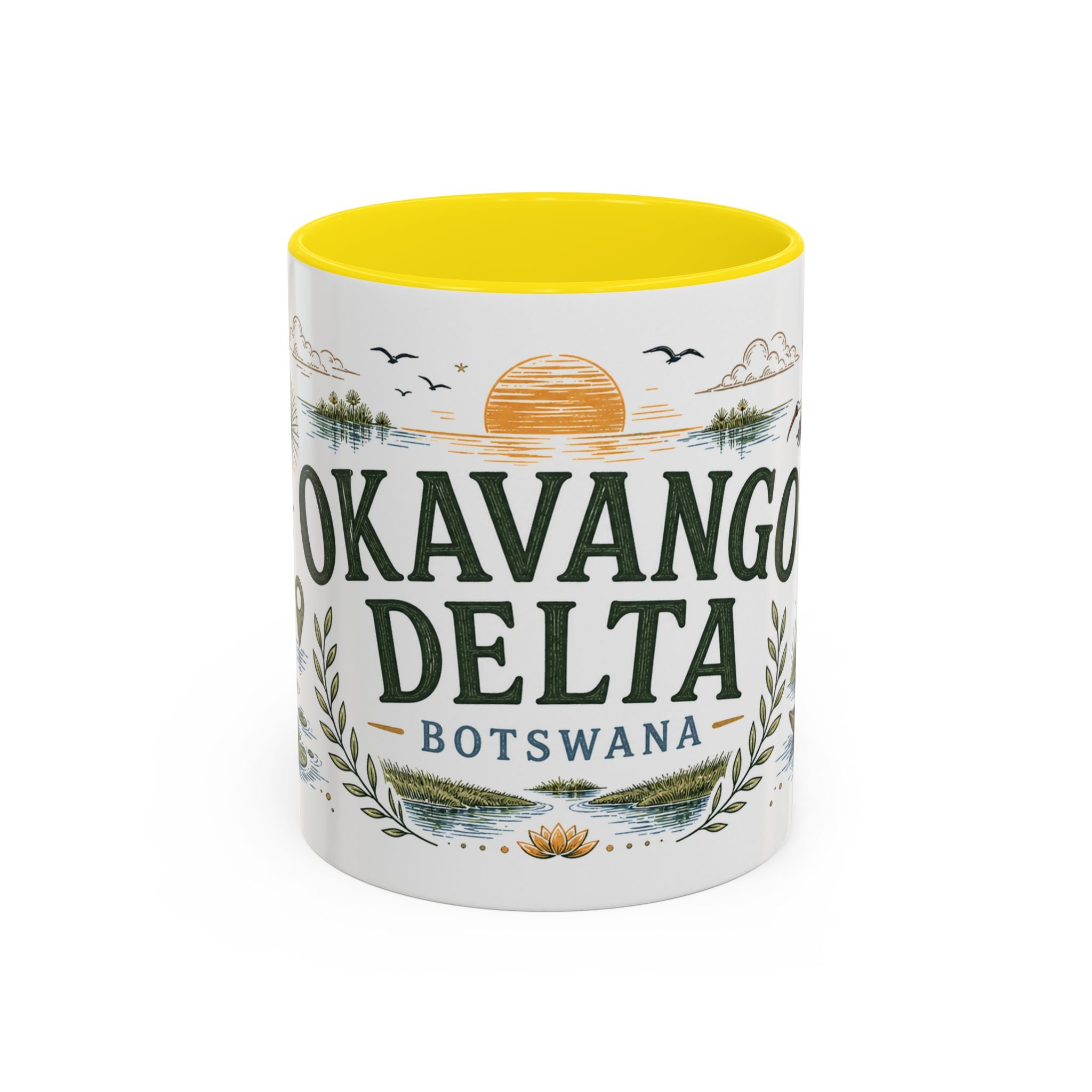 Okavango Delta Coffee Mug | Travel Destination Souvenir Gift | Accent Color Ceramic 11oz 15oz