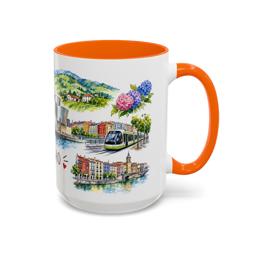 Bilbao Illustrated Travel Mug | City Souvenir Accent Coffee Mug | 11oz 15oz Ceramic Cup