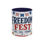 Freedom Fest Coffee Mug | Grill Chill Fireworks 4th of July | Accent Color Ceramic 11oz 15oz