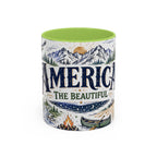 America the Beautiful Coffee Mug | Patriotic USA Gift | Accent Color Ceramic 11oz 15oz