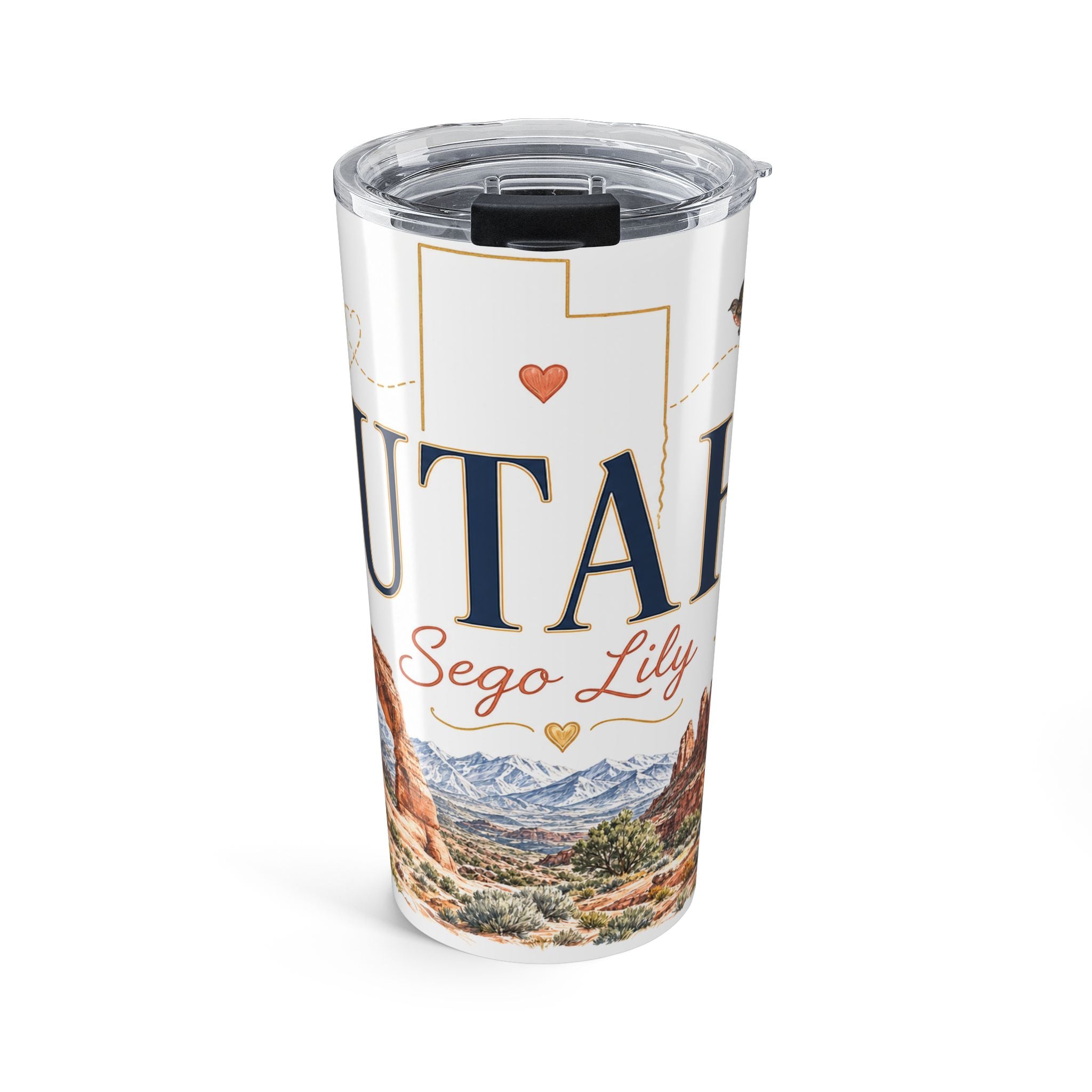 Utah State Flower 20oz Tumbler | Sego Lily Botanical State Flower Gift | Insulated Stainless Steel Travel Cup
