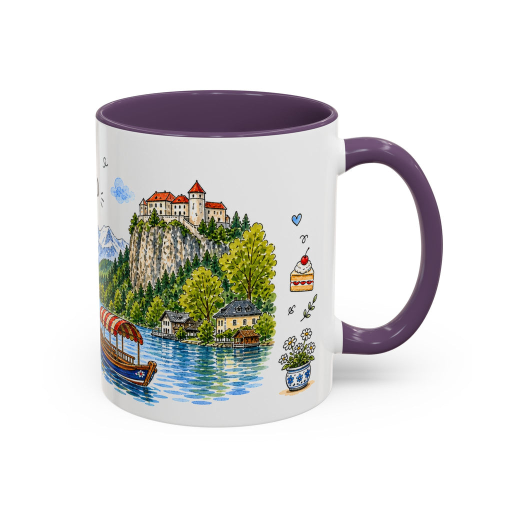 Bled Illustrated Travel Mug | Slovenia Souvenir Accent Coffee Mug | 11oz 15oz Ceramic Cup
