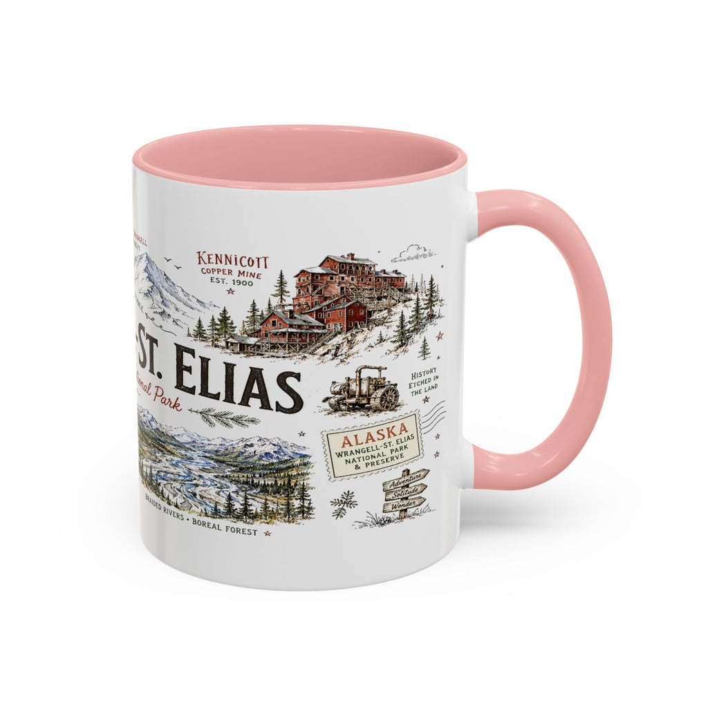 Wrangell-St. Elias National Park Coffee Mug | Alaska Wilderness Climbing Gift | Accent Color Ceramic 11oz 15oz