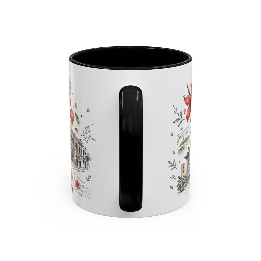 Guangzhou Coffee Mug | China Souvenir Travel Gift | Accent Color Ceramic 11oz 15oz