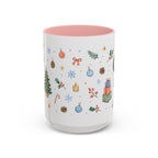 Christmas Mug | Watercolor Tree Gifts Wreath Holiday Cup | Accent Coffee Mug 11oz 15oz