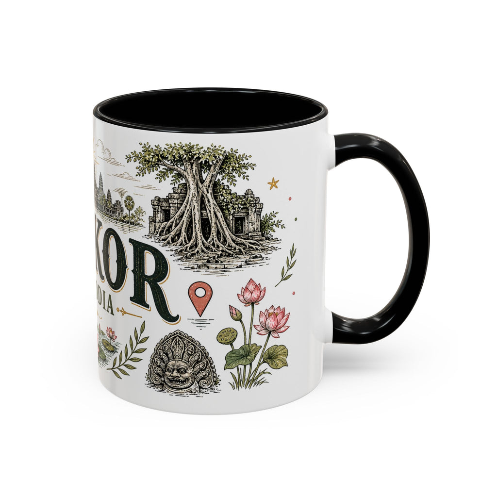 Angkor Coffee Mug | Travel Destination Souvenir Gift | Accent Color Ceramic 11oz 15oz