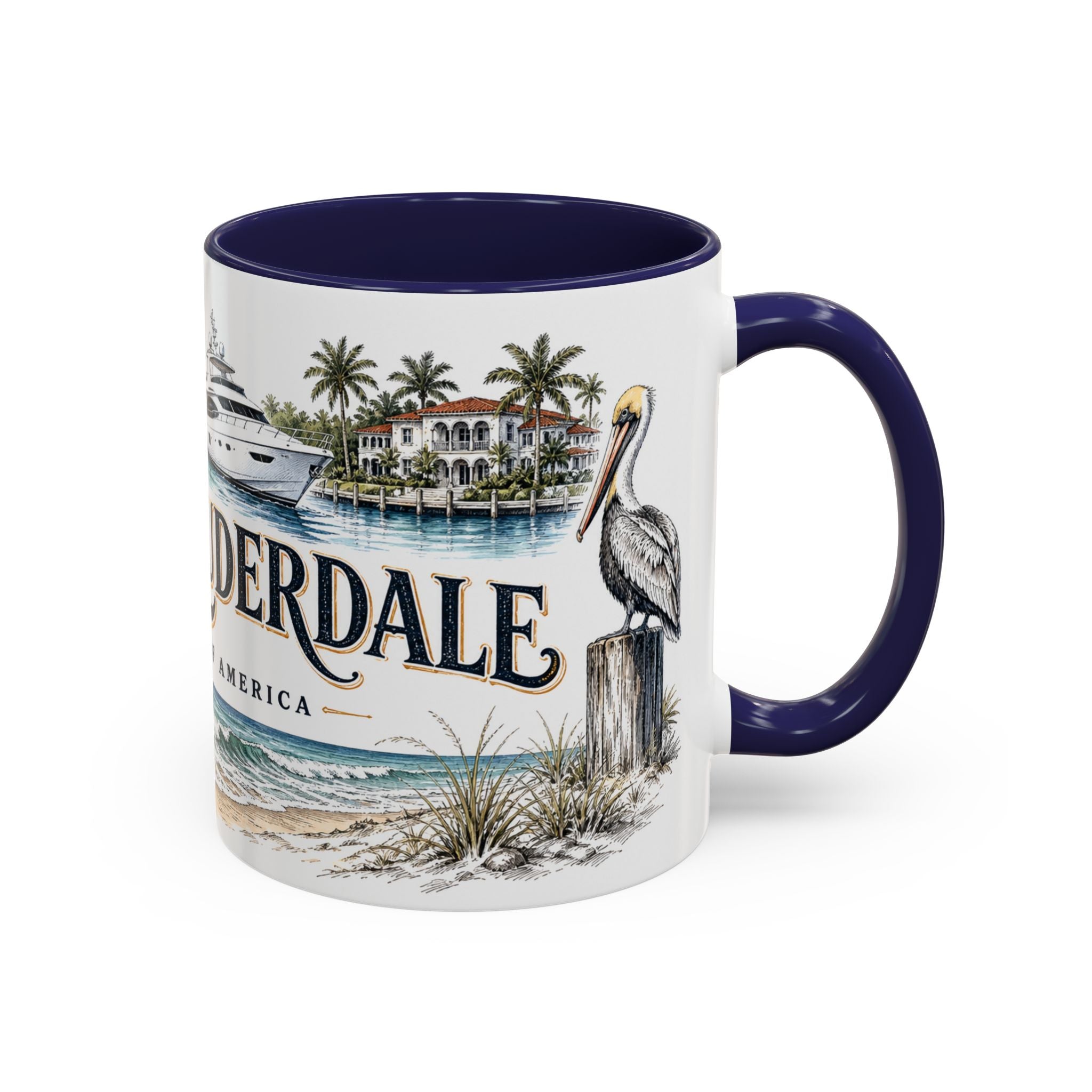 Fort Lauderdale Coffee Mug | United States Travel Souvenir | Vintage Illustrated City Gift | 11 oz 15 oz Accent Mug