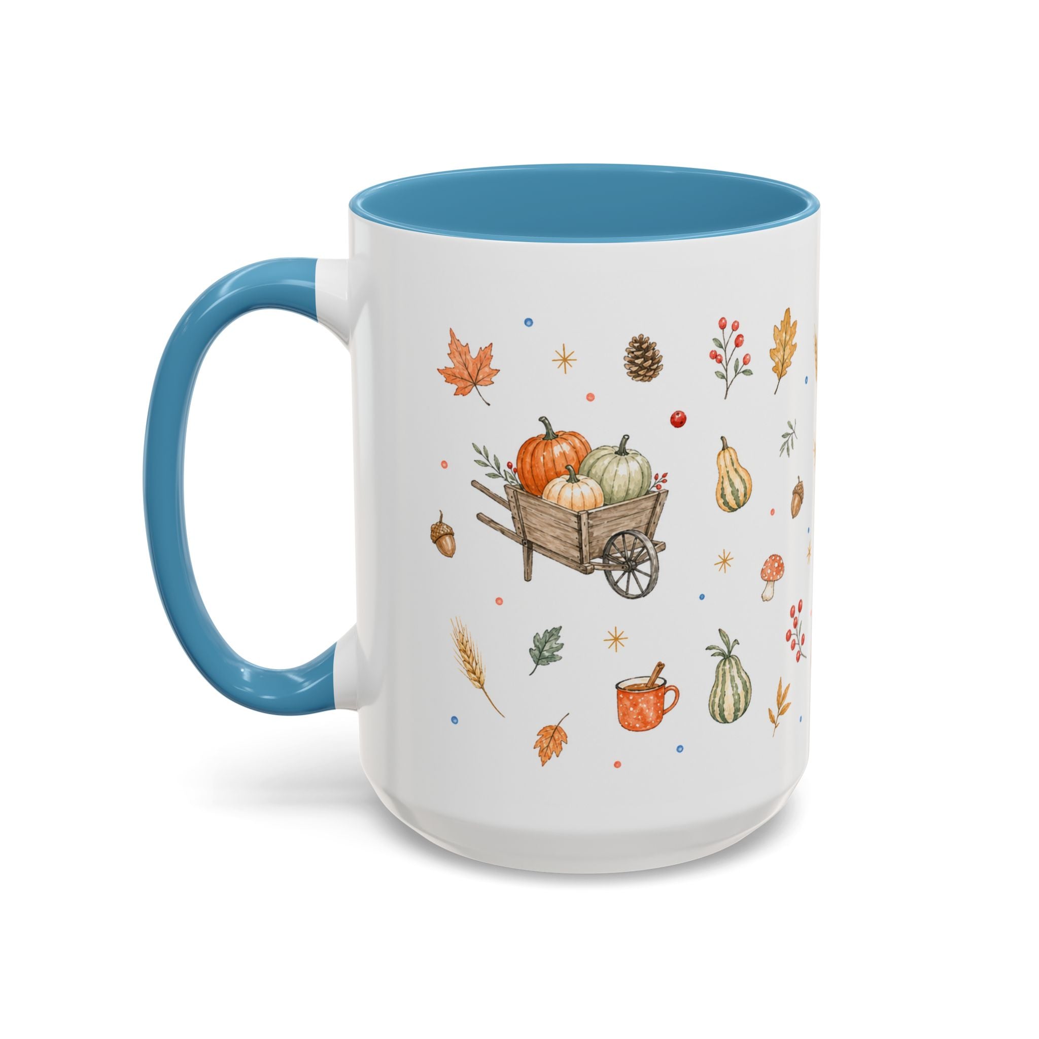 Thanksgiving Mug | Country Harvest Watercolor Gift | Pumpkin Scarecrow Accent Cup 11oz 15oz