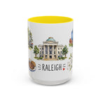 Raleigh Illustrated Travel Mug | City Souvenir Accent Coffee Mug | 11oz 15oz Ceramic Cup