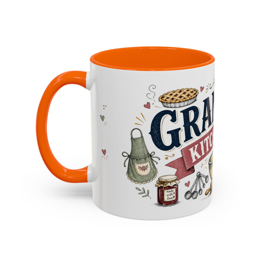 Grandma's Kitchen Hugs Coffee Mug | Gift From Grandkids | Accent Color Ceramic 11oz 15oz