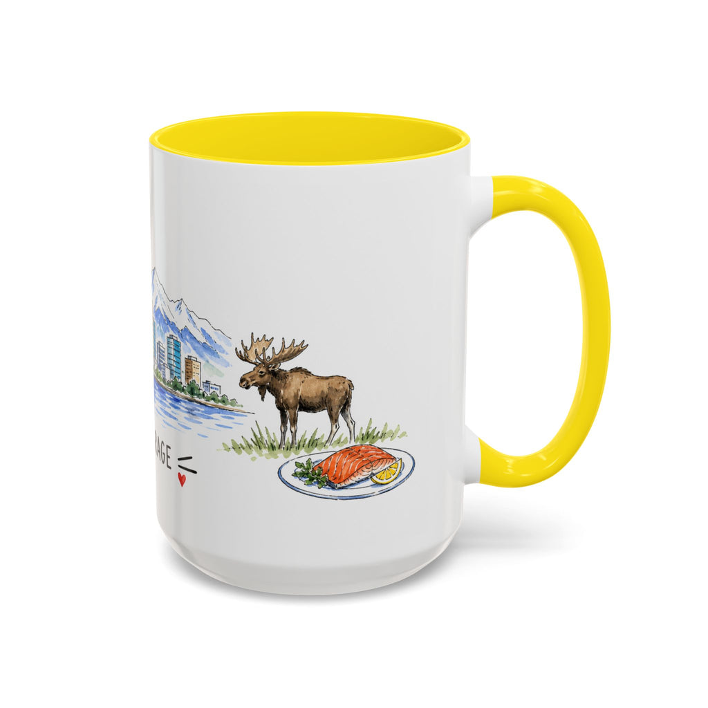 Anchorage Illustrated Travel Mug | City Souvenir Accent Coffee Mug | 11oz 15oz Ceramic Cup