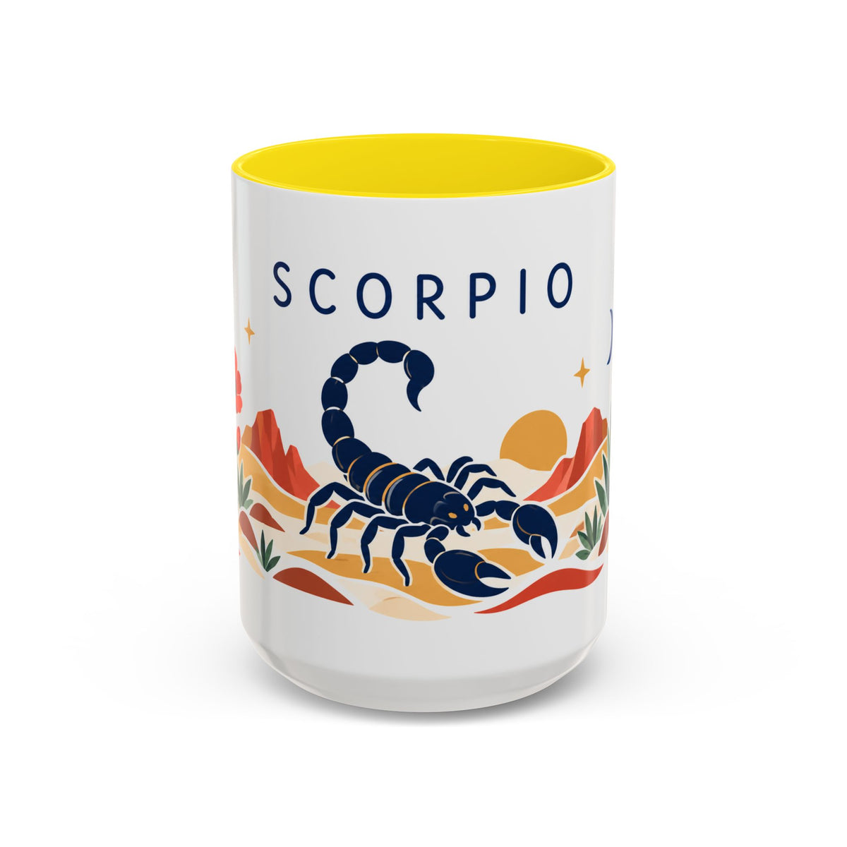 Scorpio Zodiac Coffee Mug | Scorpion and Desert Design | Astrology Birthday Gift | 11 oz 15 oz Ceramic Accent Mug