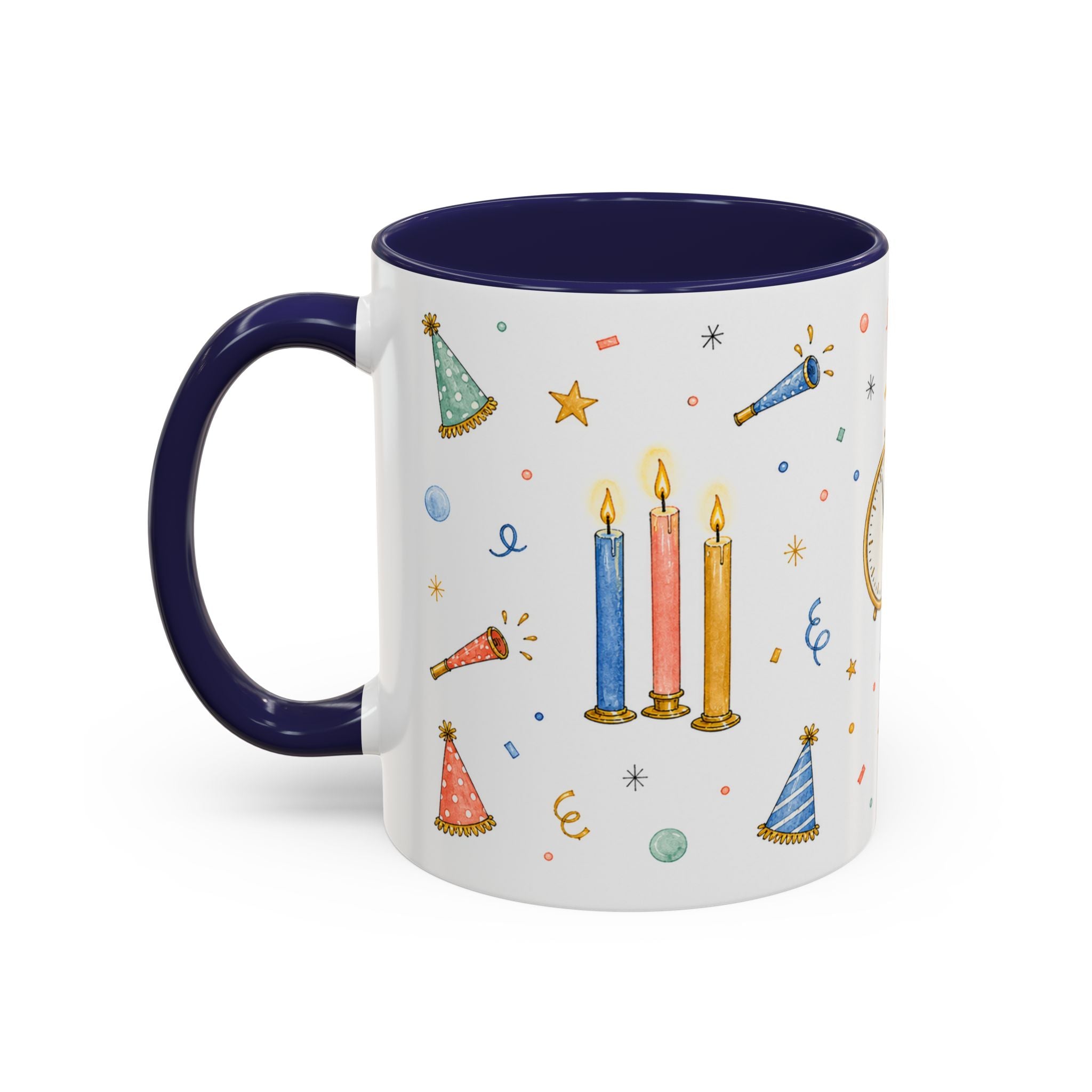 New Year Midnight Mug | Candle Firework Watercolor Party Gift | Accent Cup 11oz 15oz