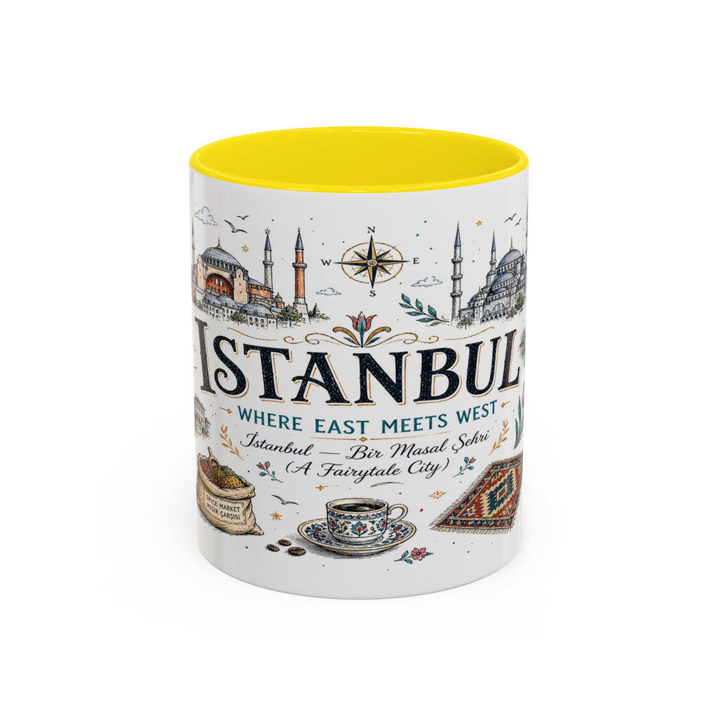 Istanbul Coffee Mug | Turkey Souvenir Travel Gift | Accent Color Ceramic 11oz 15oz