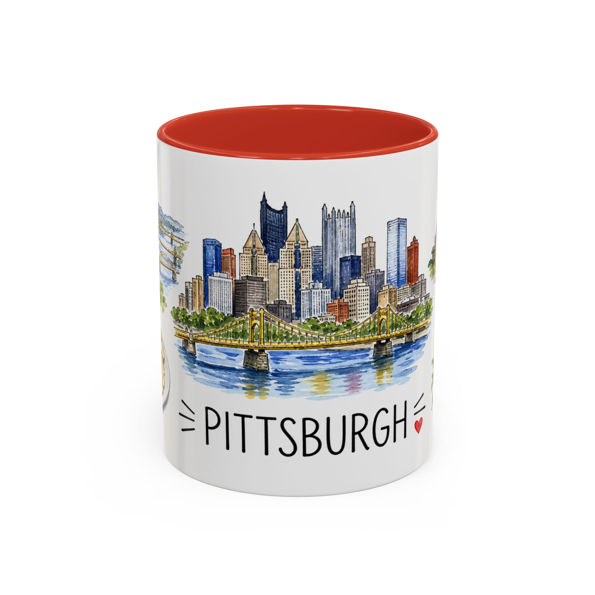 Pittsburgh Illustrated Travel Mug | City Souvenir Accent Coffee Mug | 11oz 15oz Ceramic Cup