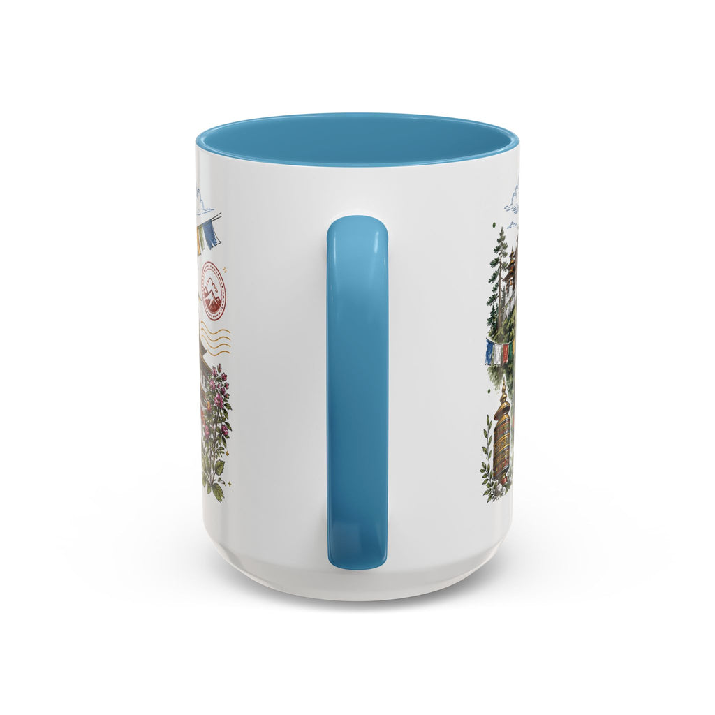 Bhutan Valleys Coffee Mug | Travel Destination Souvenir Gift | Accent Color Ceramic 11oz 15oz