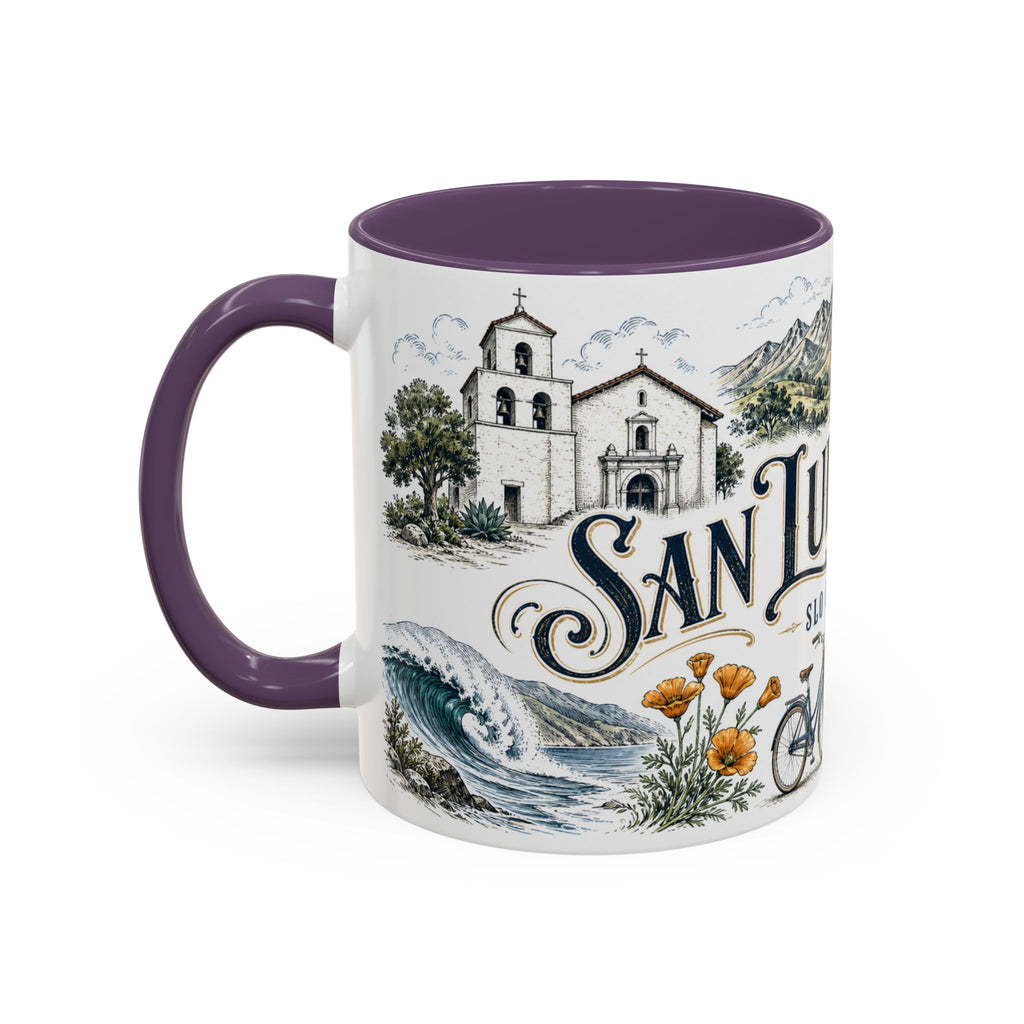San Luis Obispo Coffee Mug | United States Travel Souvenir | Vintage Illustrated City Gift | 11 oz 15 oz Accent Mug