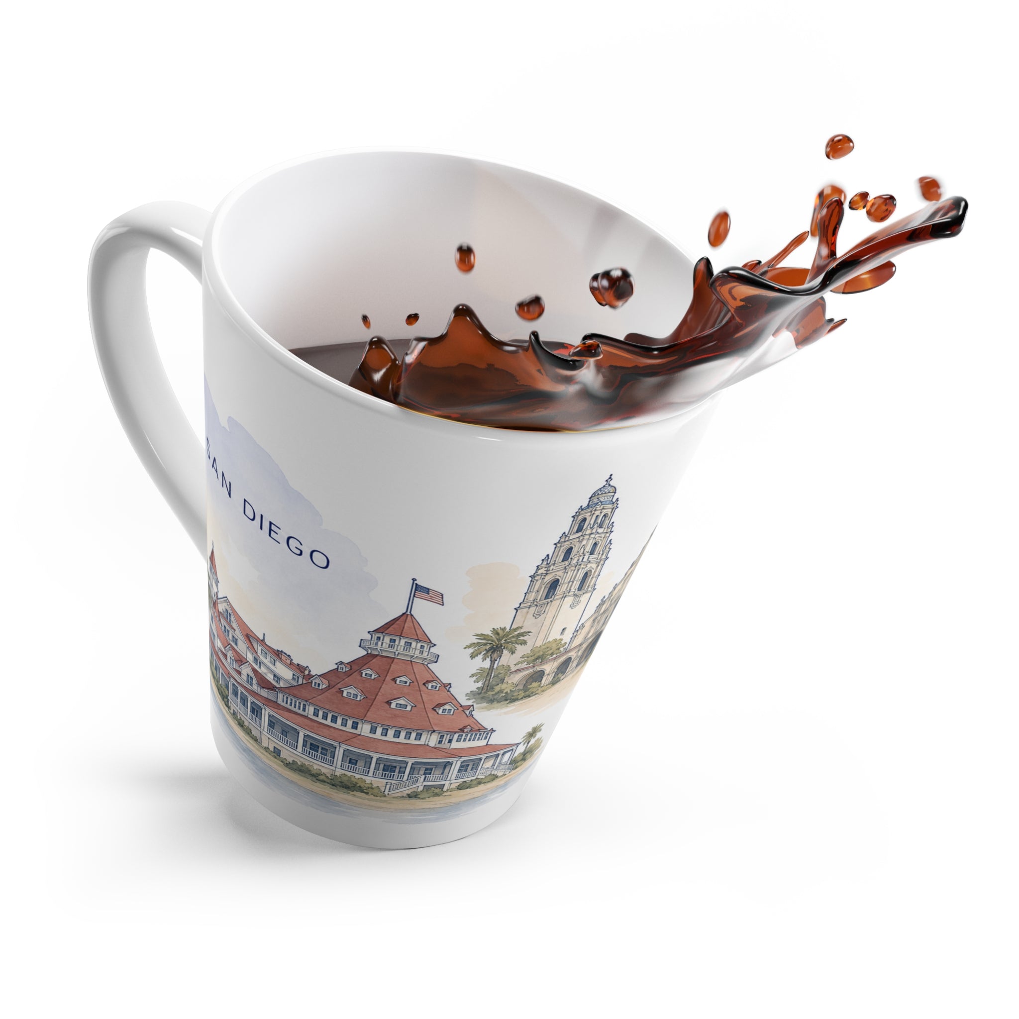 San Diego Latte Mug | Watercolor City Travel Mug | 12 oz Ceramic Souvenir Gift