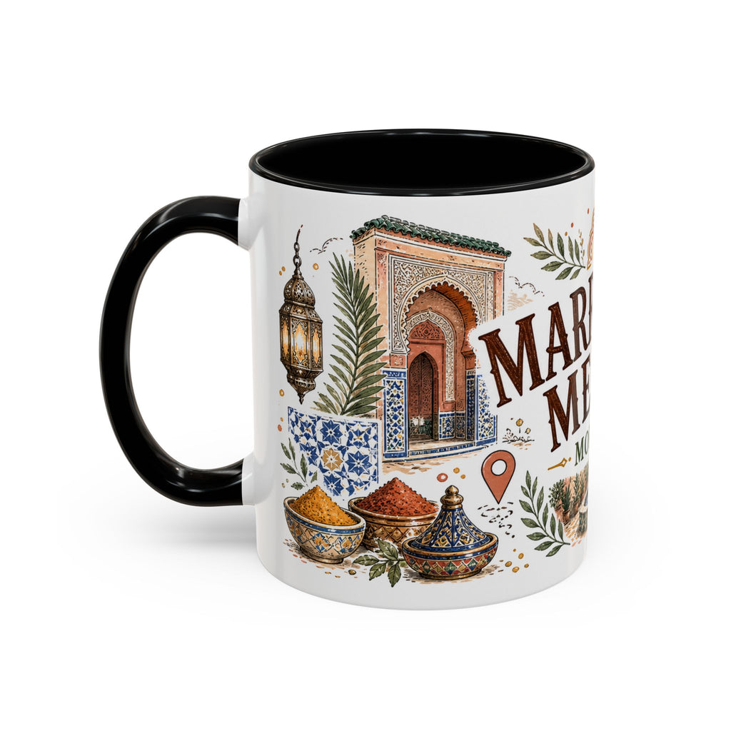 Marrakech Medina Coffee Mug | Travel Destination Souvenir Gift | Accent Color Ceramic 11oz 15oz