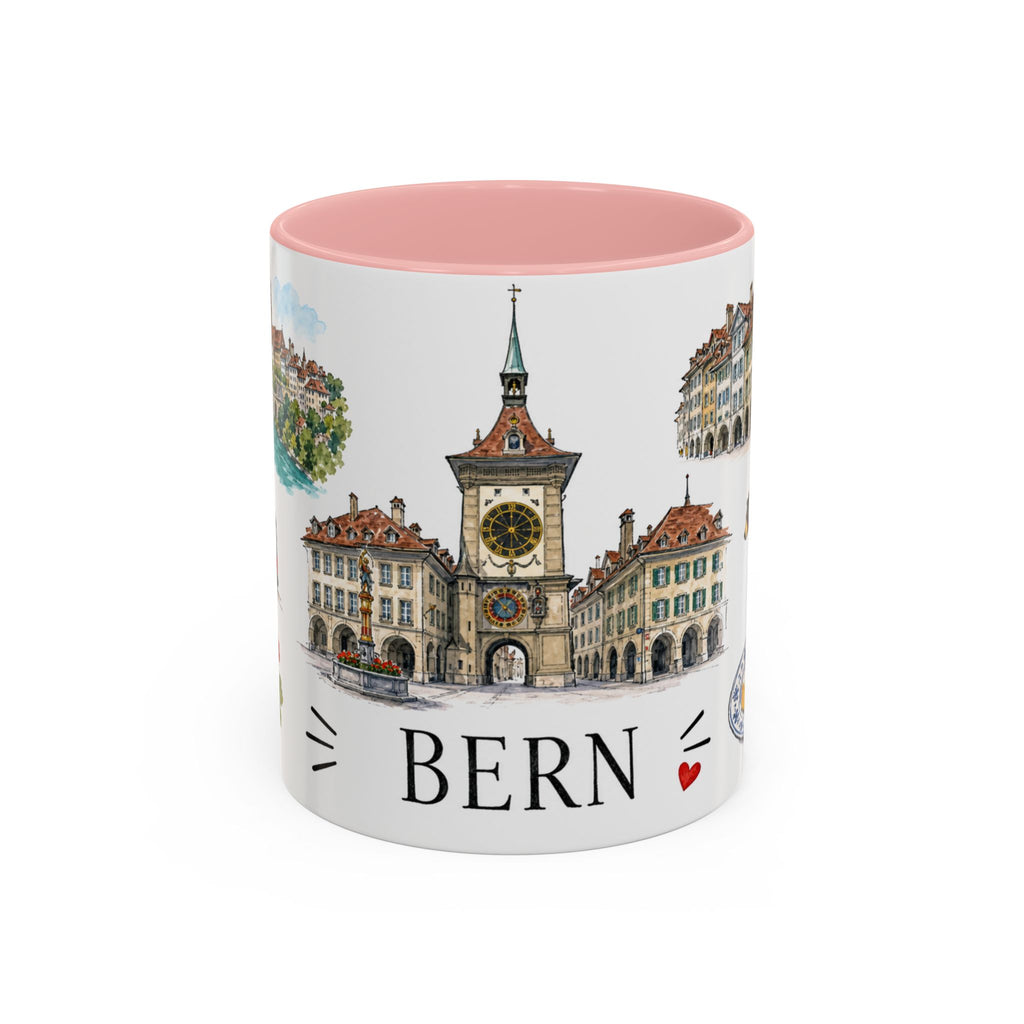 Bern Illustrated Travel Mug | City Souvenir Accent Coffee Mug | 11oz 15oz Ceramic Cup