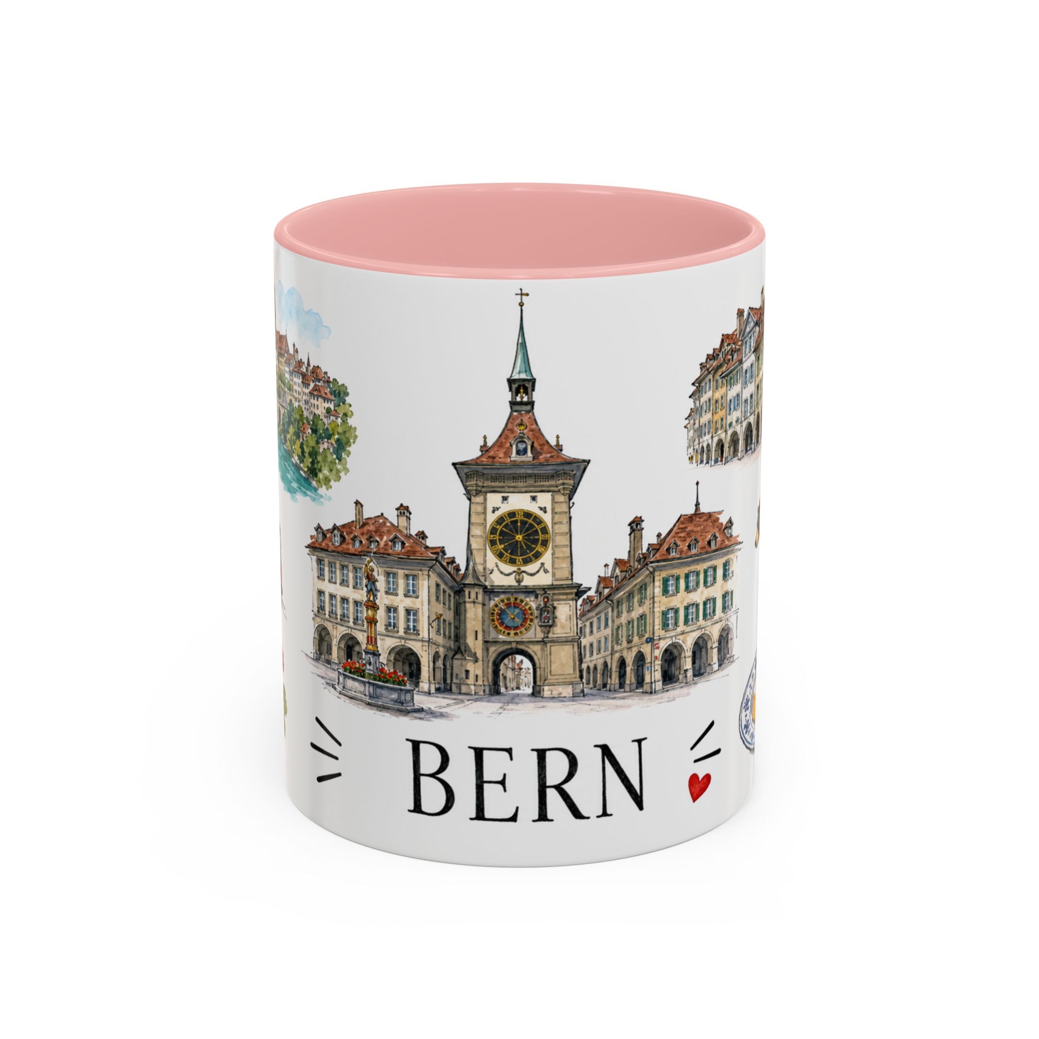 Bern Illustrated Travel Mug | City Souvenir Accent Coffee Mug | 11oz 15oz Ceramic Cup