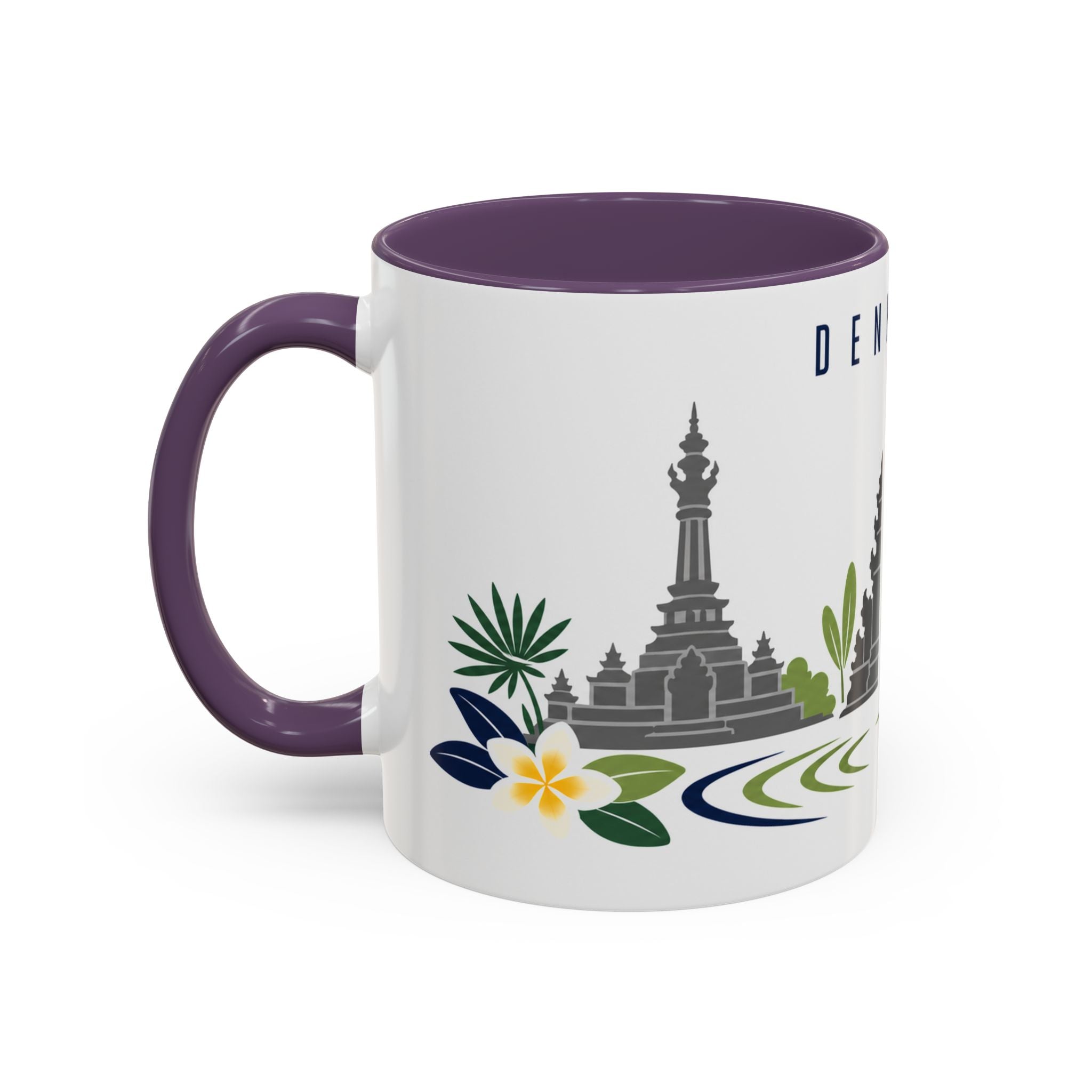 Denpasar Coffee Mug | Indonesia Travel Souvenir | Porcelain Decal City Gift | 11oz 15oz Accent Mug
