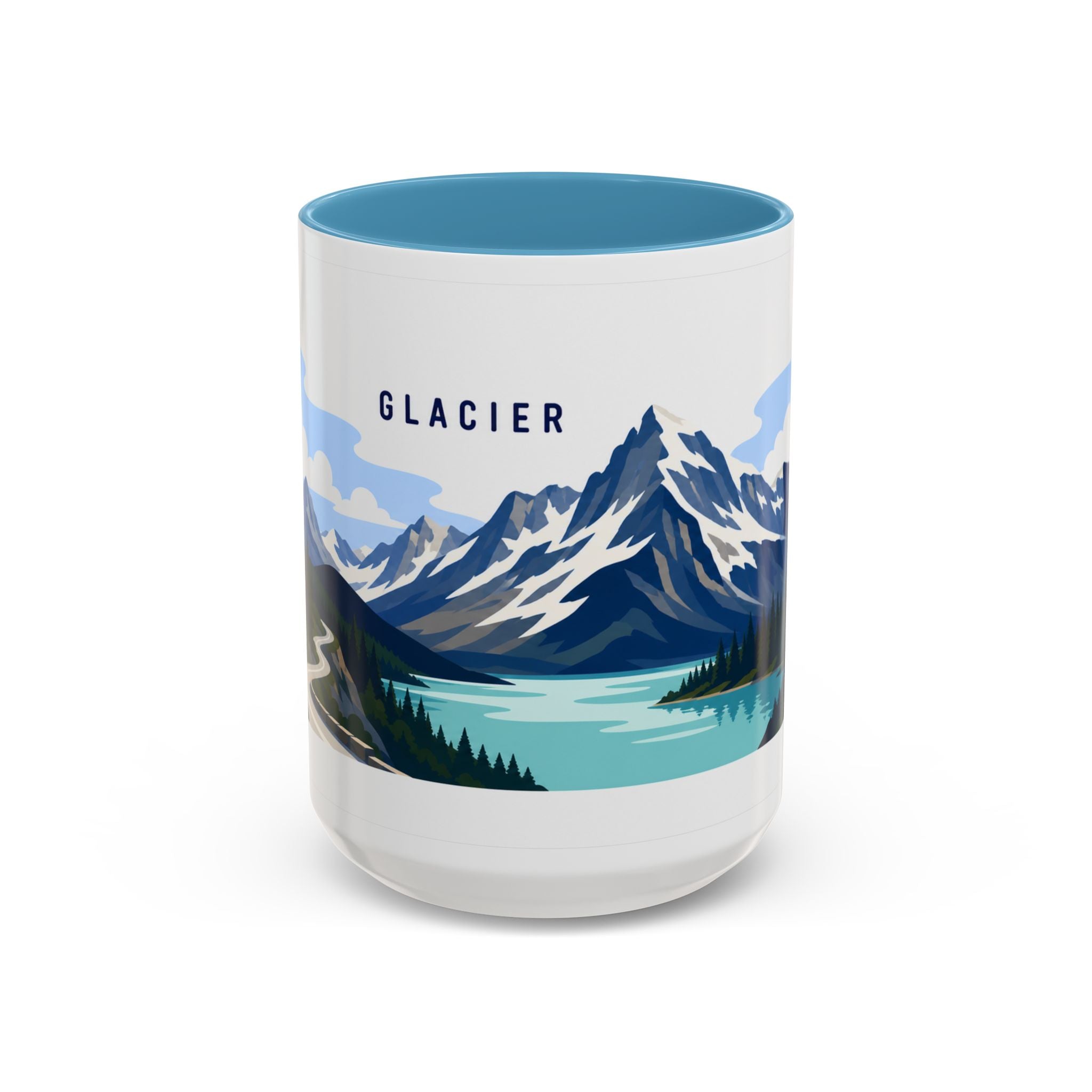 Glacier National Park Coffee Mug | Solid Color Block Park Souvenir | 11oz 15oz Accent Mug