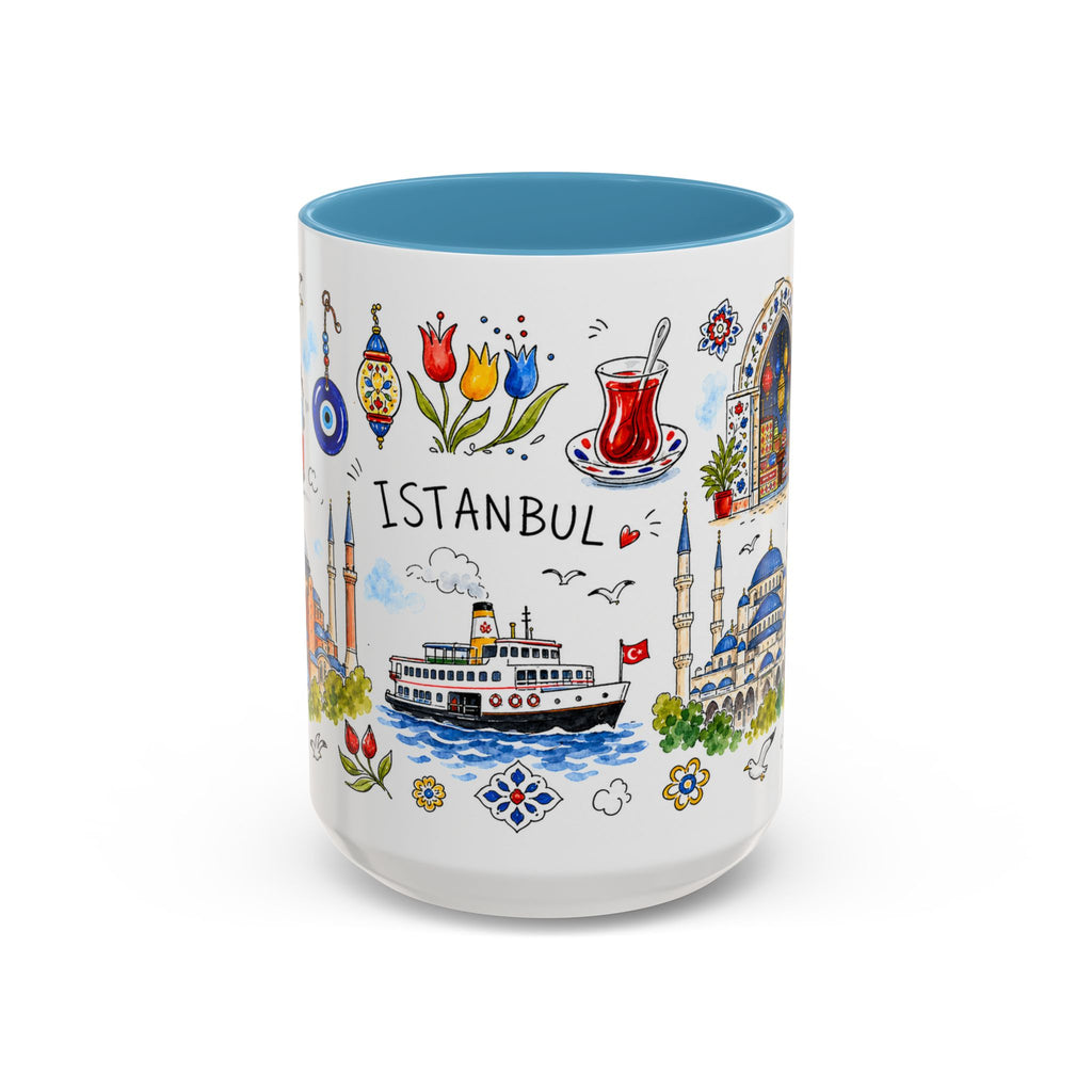 Istanbul Travel Mug | European City Souvenir Accent Coffee Mug | 11oz 15oz Ceramic Cup