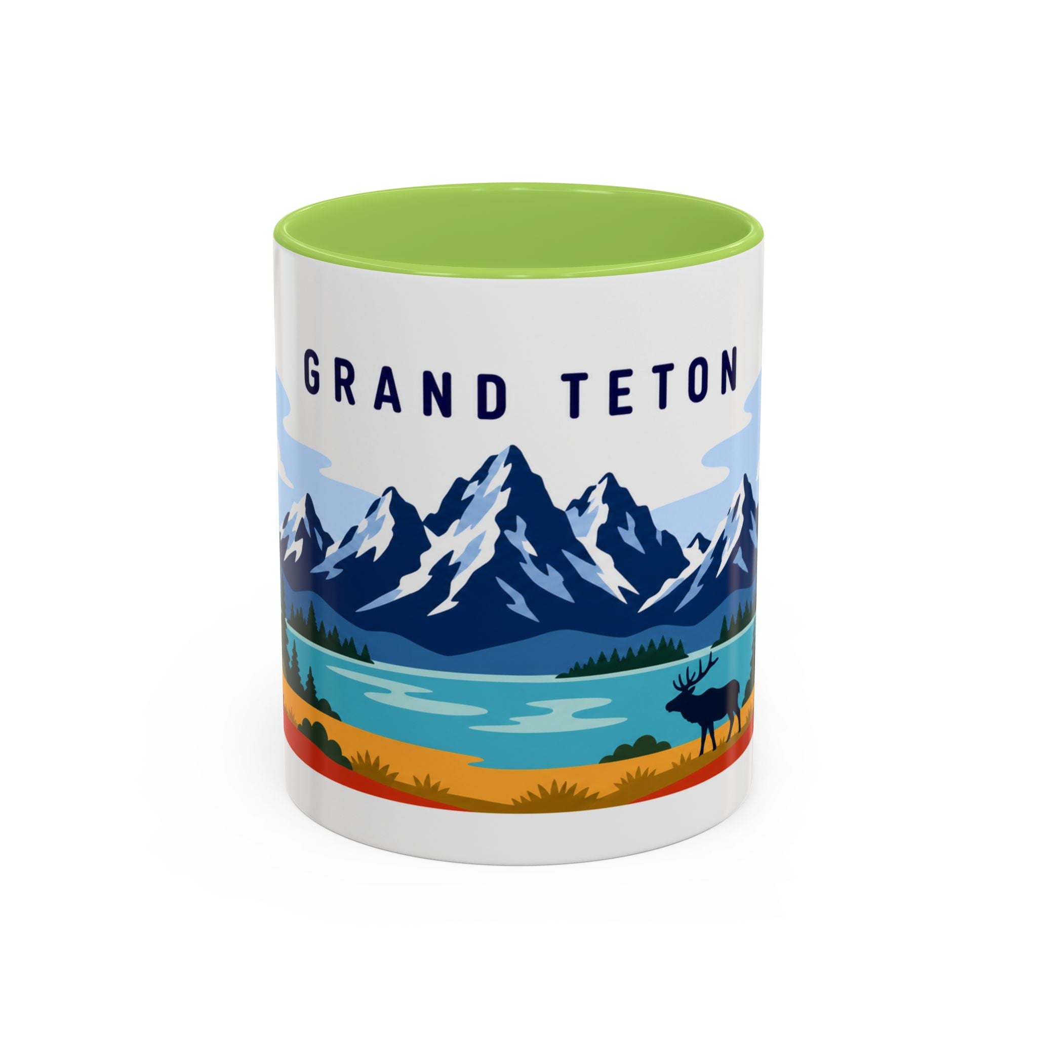 Grand Teton Coffee Mug | Travel Destination Souvenir Gift | Accent Color Ceramic 11oz 15oz