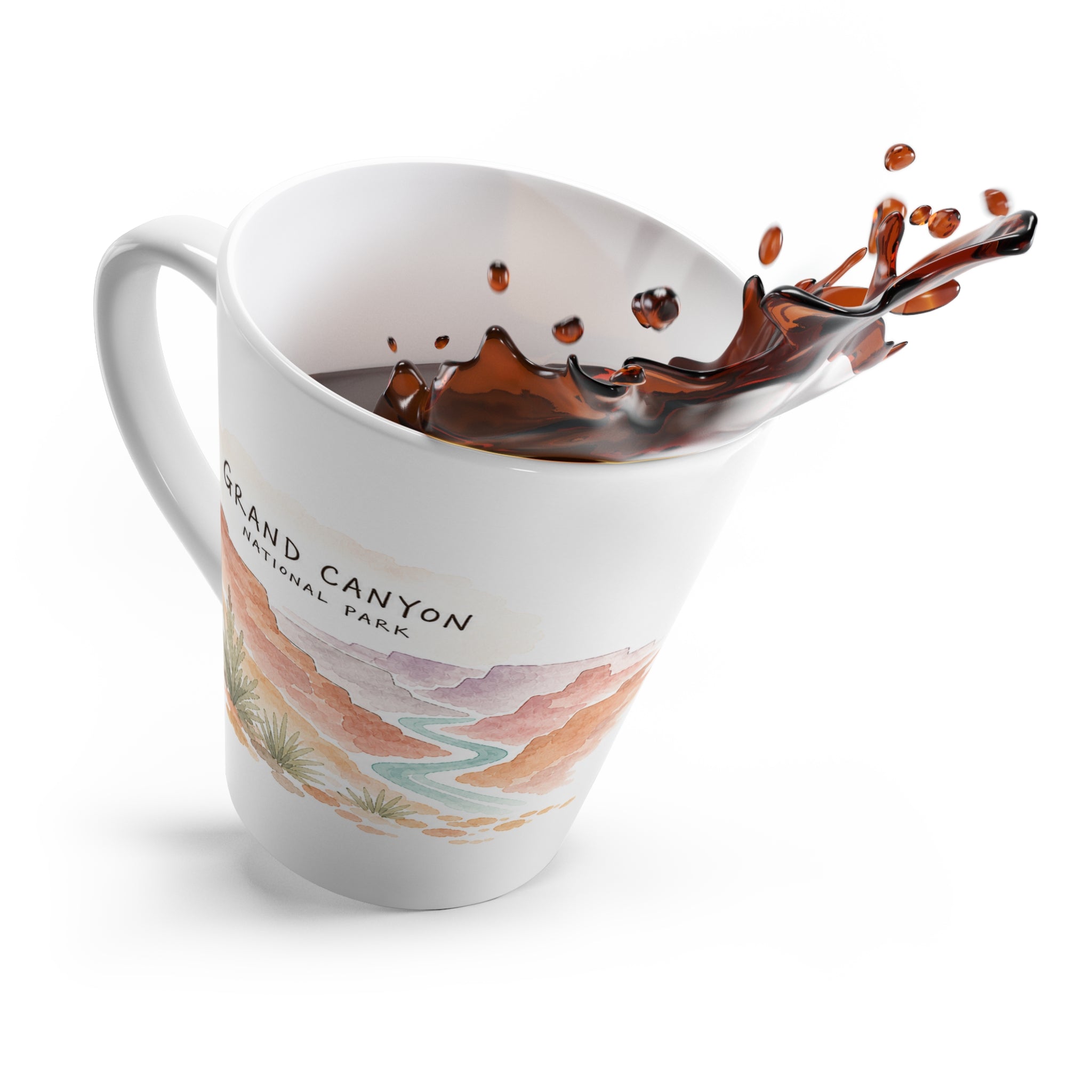 Grand Canyon National Park Latte Mug | Pastel Watercolor Nature Coffee Cup | 12 oz Travel Souvenir Gift