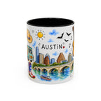 Austin Illustrated Travel Mug | City Souvenir Accent Coffee Mug | 11oz 15oz Ceramic Cup