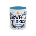 Norwegian Fjords Coffee Mug | Travel Destination Souvenir Gift | Accent Color Ceramic 11oz 15oz