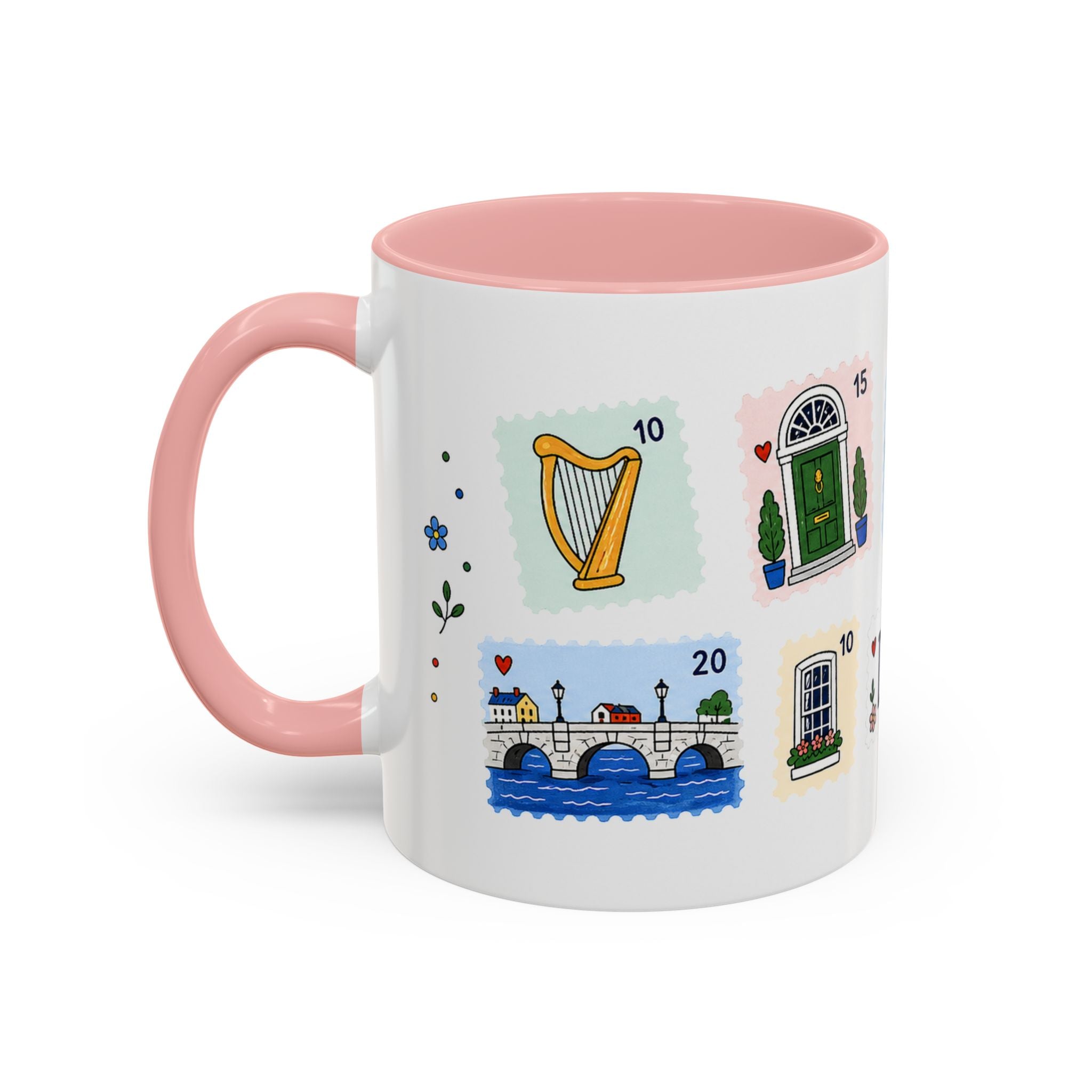 Dublin Coffee Mug | Postage Stamp Collage Mug | Travel Souvenir Accent Cup 11oz 15oz
