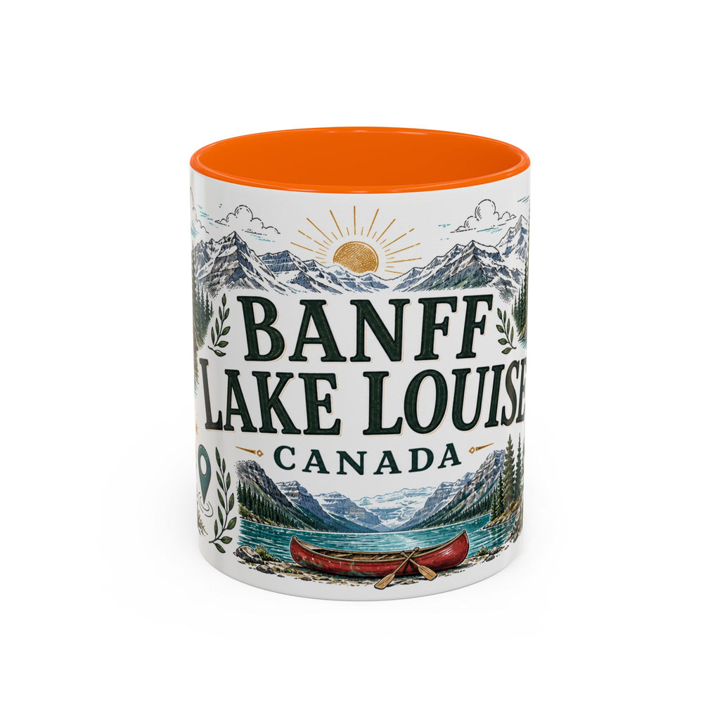 Banff Lake Louise Coffee Mug | Travel Destination Souvenir Gift | Accent Color Ceramic 11oz 15oz