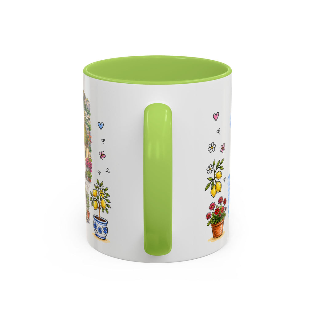 Positano Illustrated Travel Mug | Italy Souvenir Accent Coffee Mug | 11oz 15oz Ceramic Cup