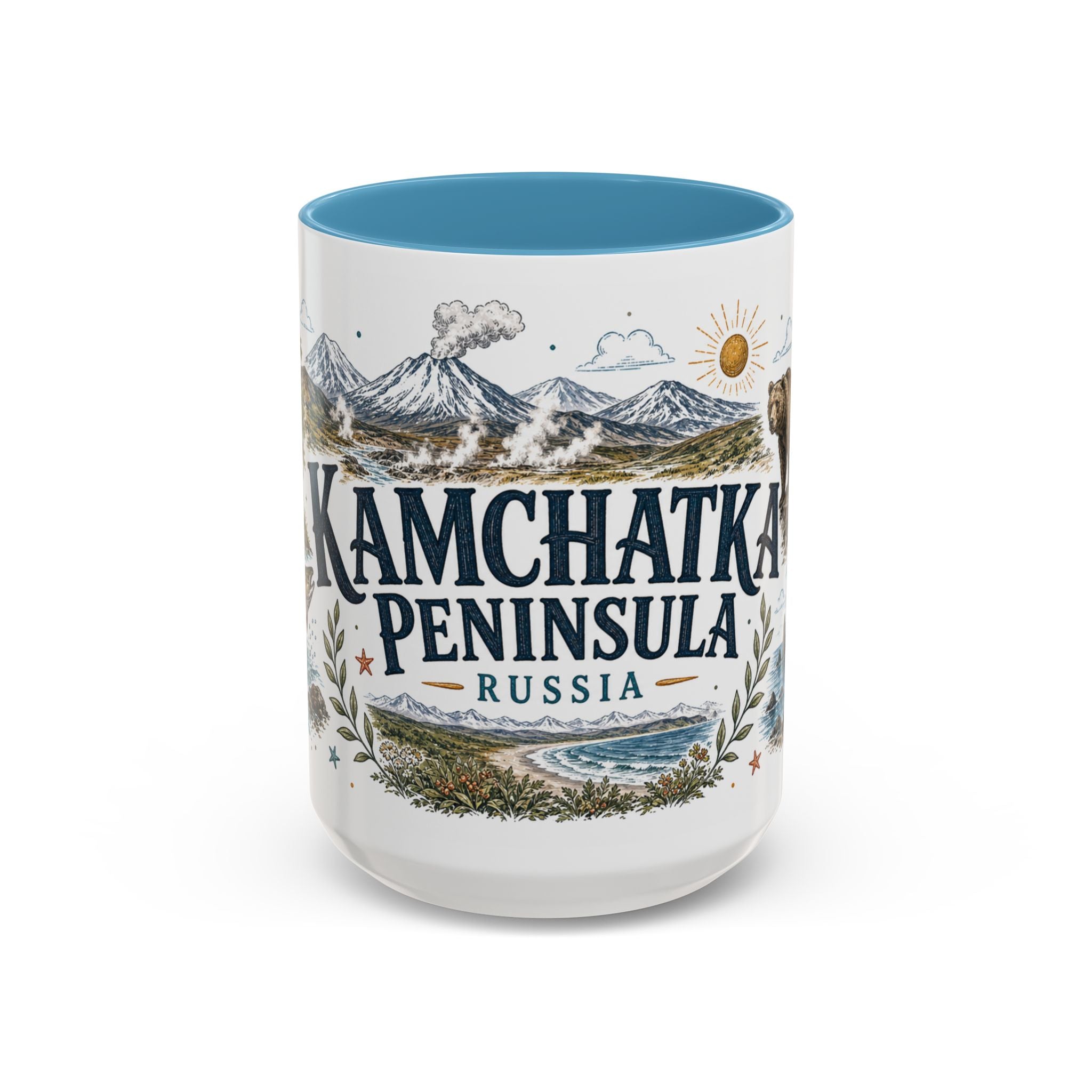 Kamchatka Peninsula Mug, Russia Travel Souvenir, Bucket List Gift, Accent Ceramic Coffee Mug 11oz 15oz