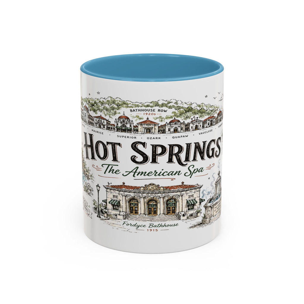 Hot Springs National Park Coffee Mug | Arkansas Thermal Spring Spa Gift | Accent Color Ceramic 11oz 15oz