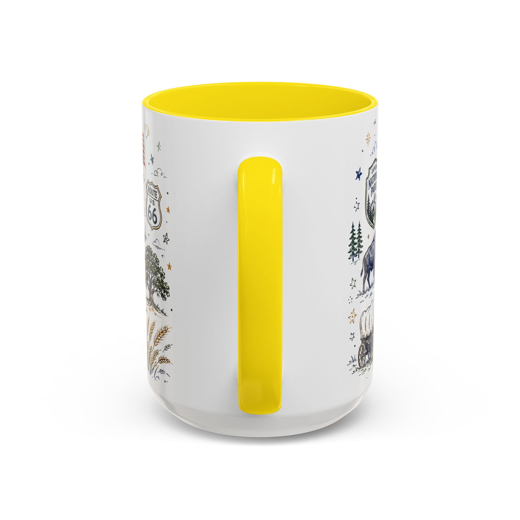 America the Beautiful Coffee Mug | Patriotic USA Gift | Accent Color Ceramic 11oz 15oz