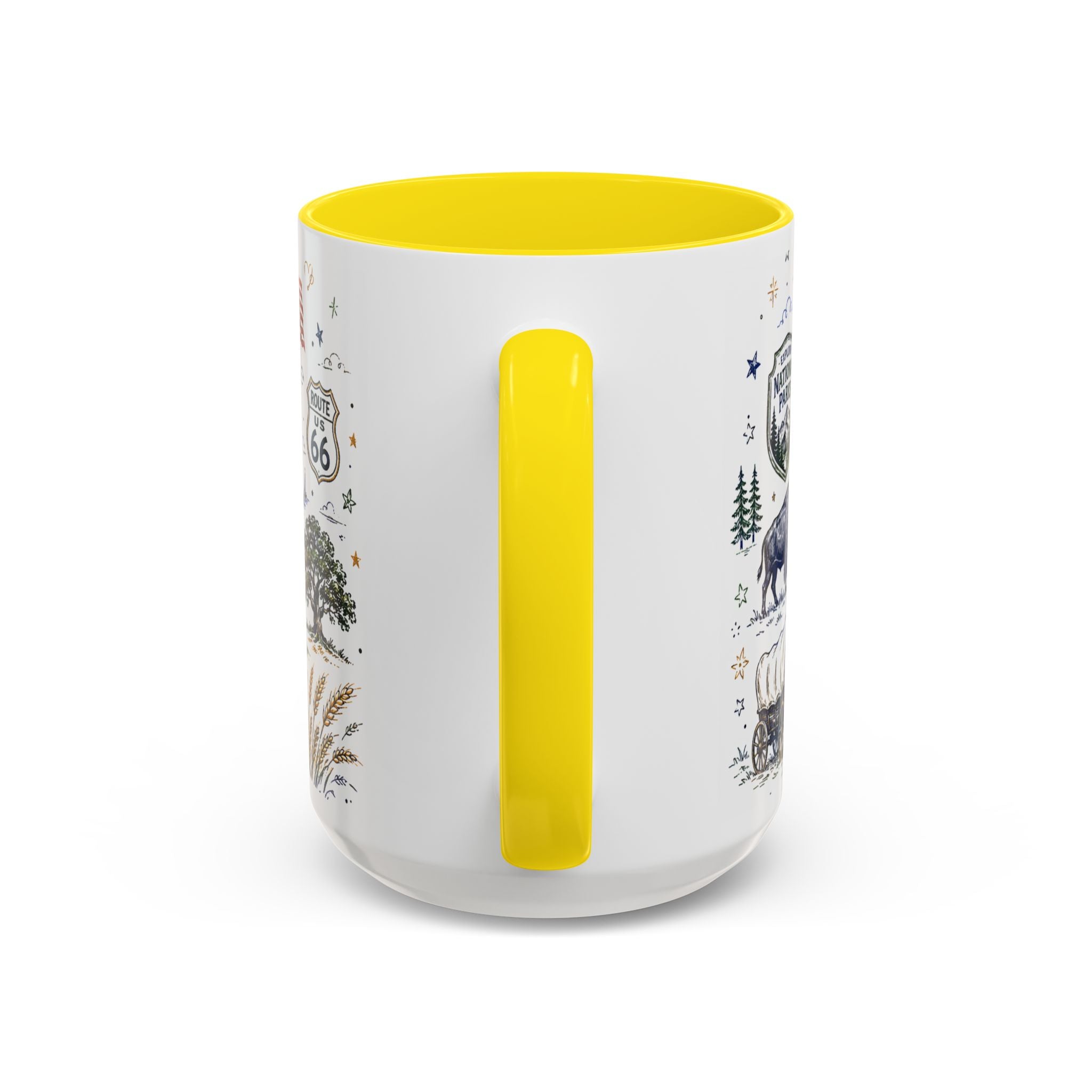 America the Beautiful Coffee Mug | Patriotic USA Gift | Accent Color Ceramic 11oz 15oz