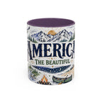 America the Beautiful Coffee Mug | Patriotic USA Gift | Accent Color Ceramic 11oz 15oz