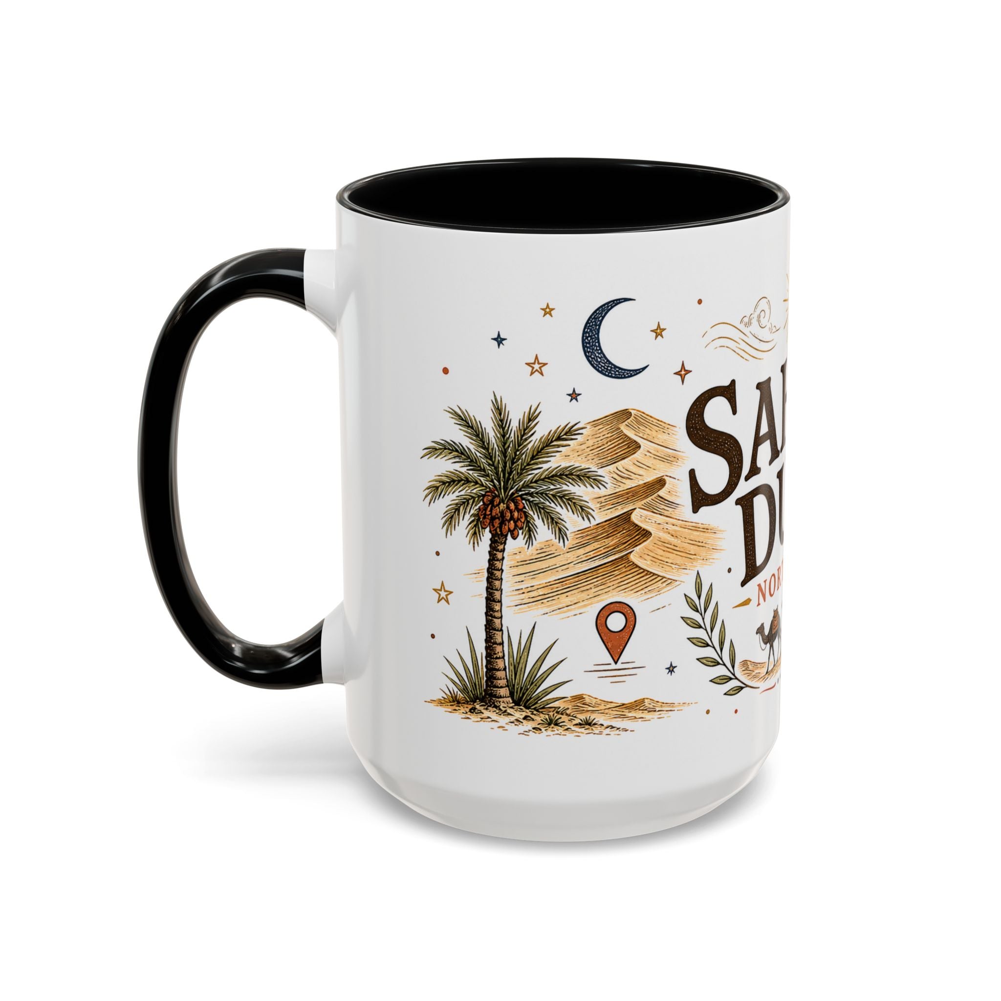 Sahara Dunes Coffee Mug | Travel Destination Souvenir Gift | Accent Color Ceramic 11oz 15oz