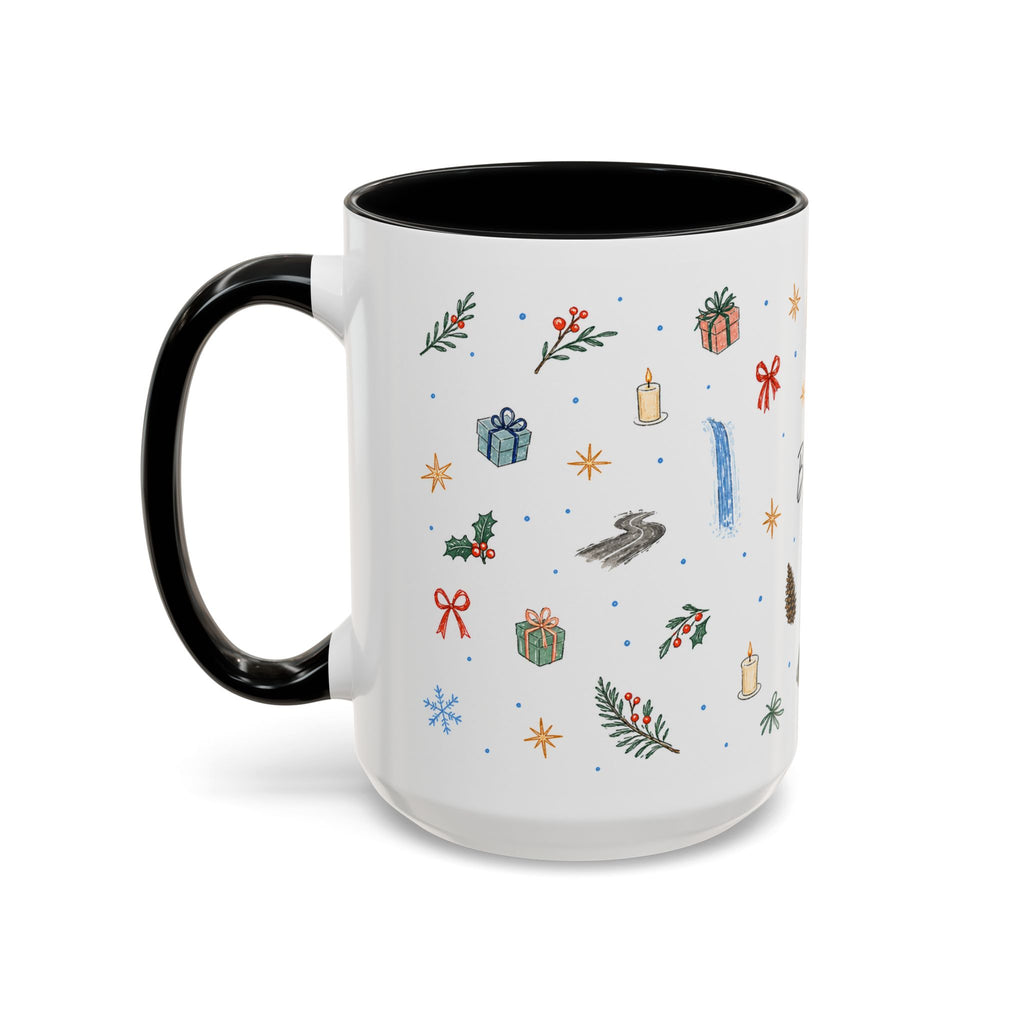 Big Sur Christmas Mug | Watercolor Travel Souvenir | Holiday Gift | Accent Ceramic Coffee Cup 11oz 15oz