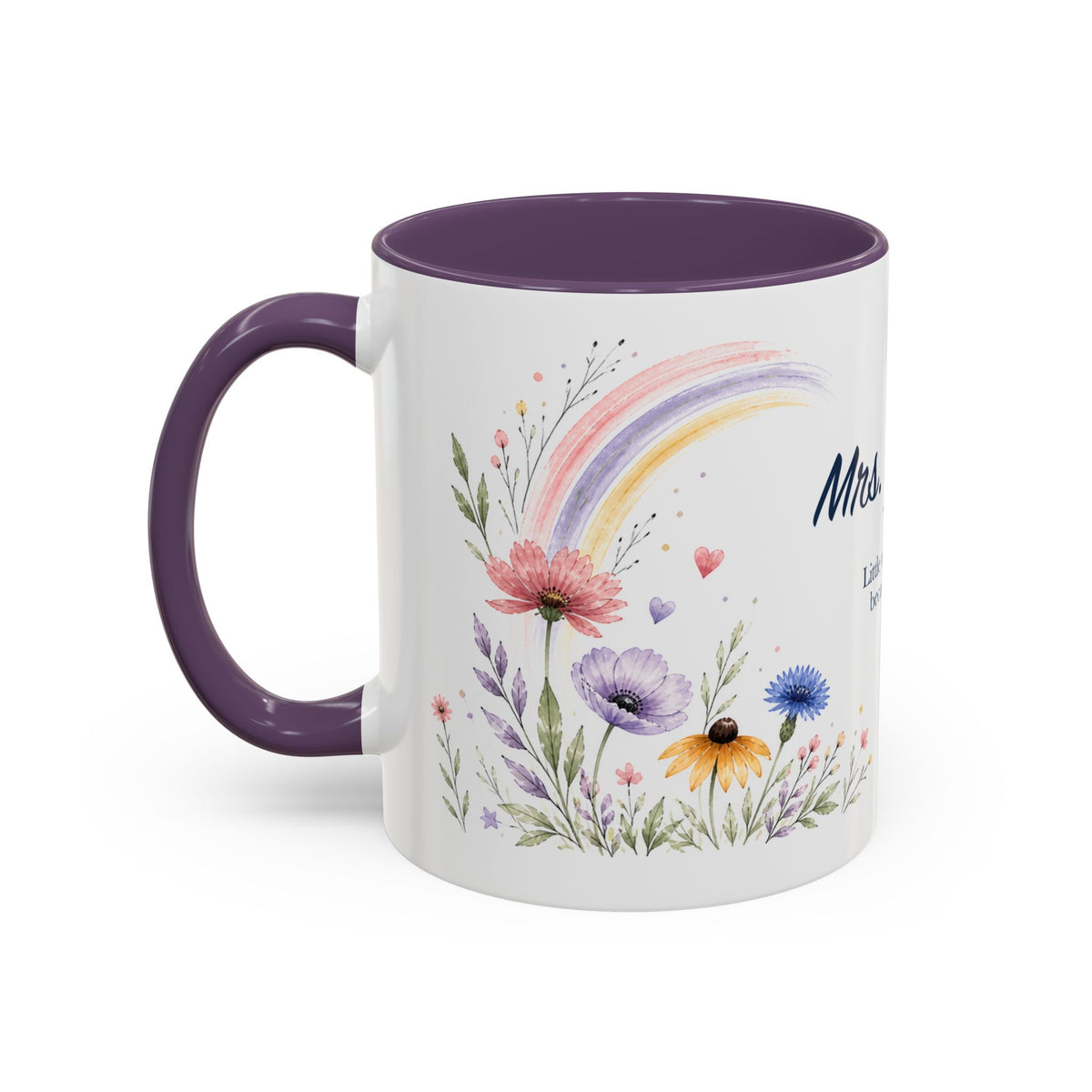 Personalized Kindergarten Teacher Mug | Custom Name Wildflower Rainbow Cup | Back to School Gift