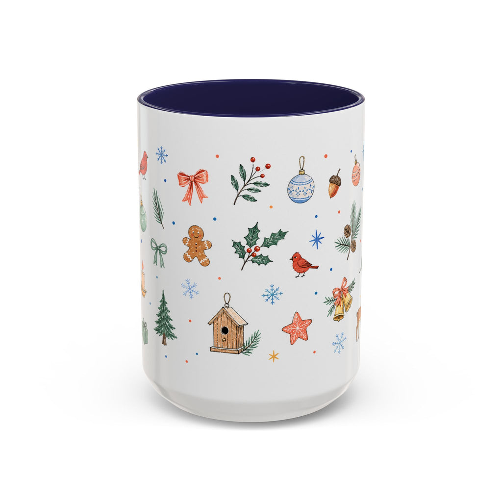 Woodland Christmas Mug | Deer Bird Watercolor Holiday Gift | Accent Cup 11oz 15oz