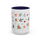 Woodland Christmas Mug | Deer Bird Watercolor Holiday Gift | Accent Cup 11oz 15oz