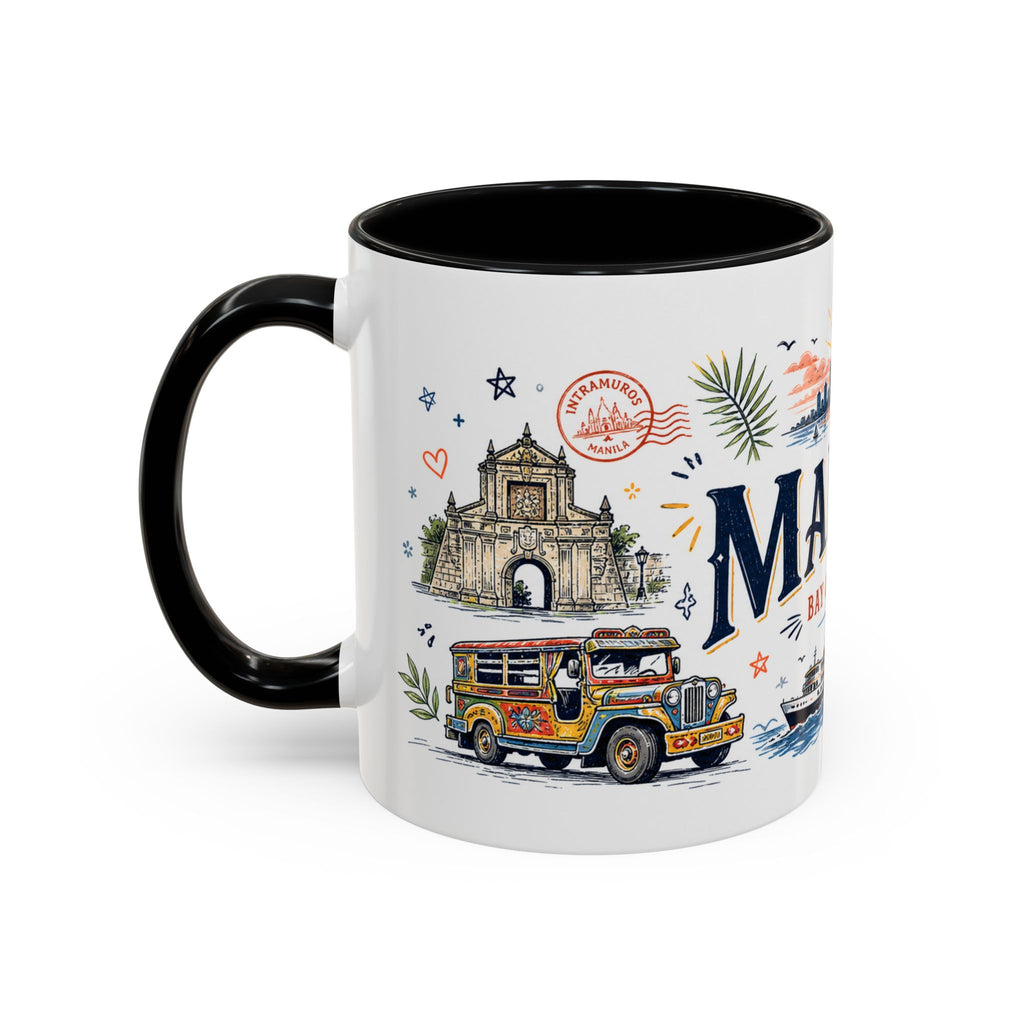 Manila Coffee Mug | Philippines Souvenir Travel Gift | Accent Color Ceramic 11oz 15oz